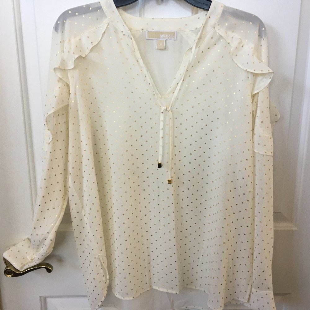 New! Michael Kors Gold Embellished Blouse